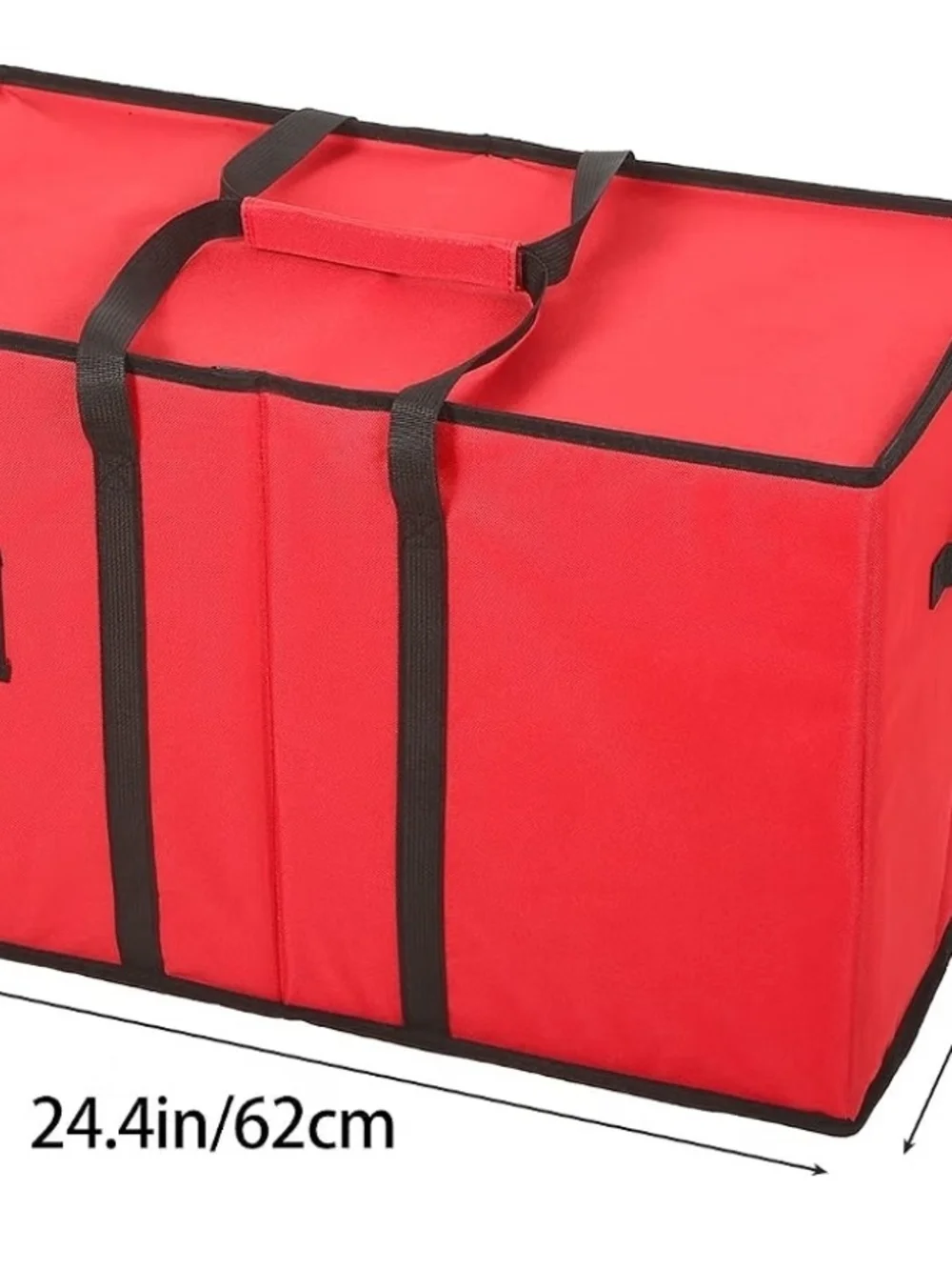 Red Fabric Storage Organizer Tote with Exterior Pockets